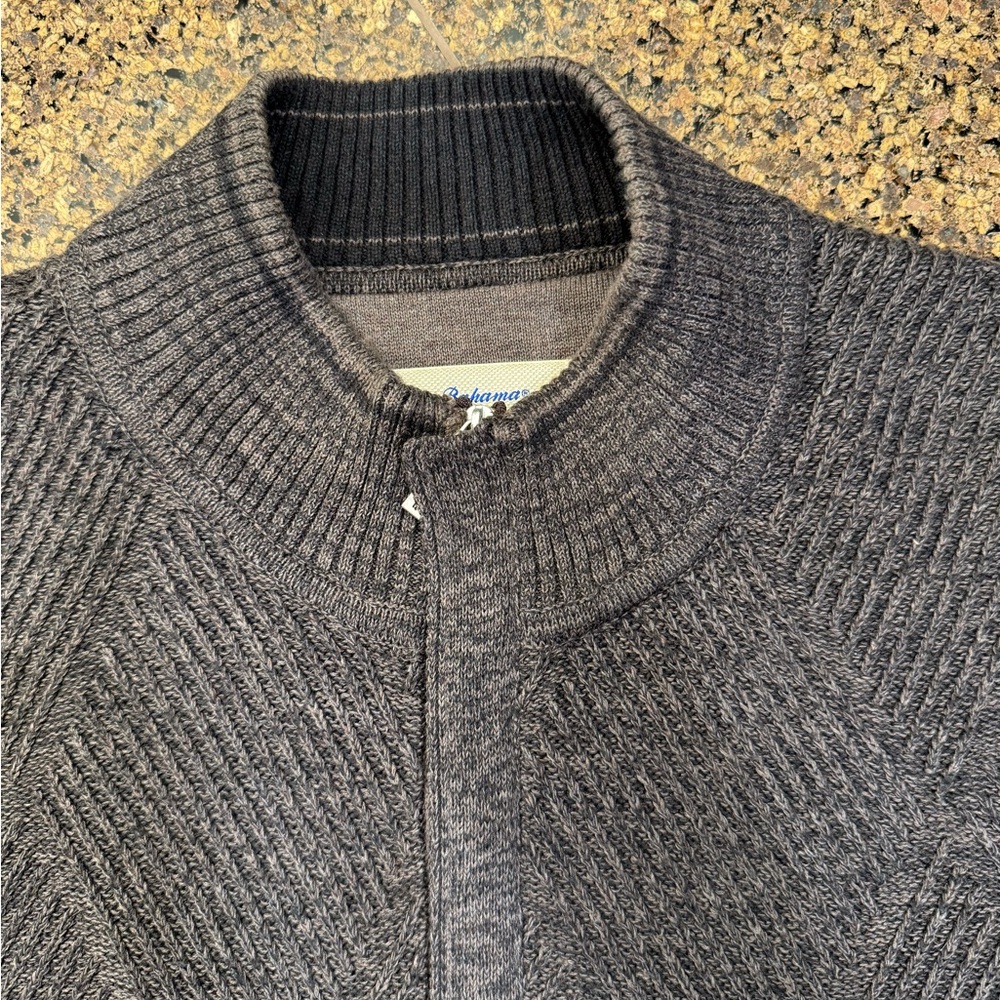 Tommy Bahama Charcoal Zip-Up Sweater - Picture 1 of 12